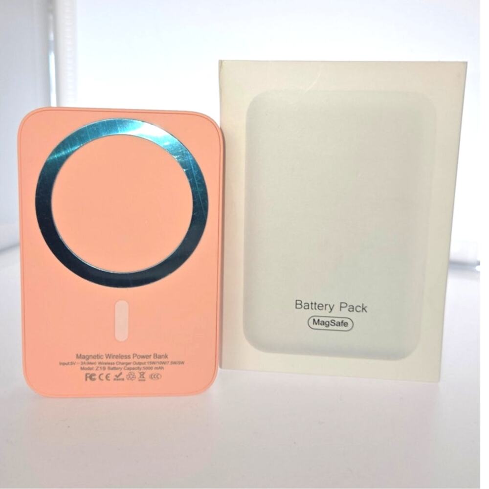 Qi Magsafe Cordless Power Bank Slim Profile, New in Box, Pink, Tested